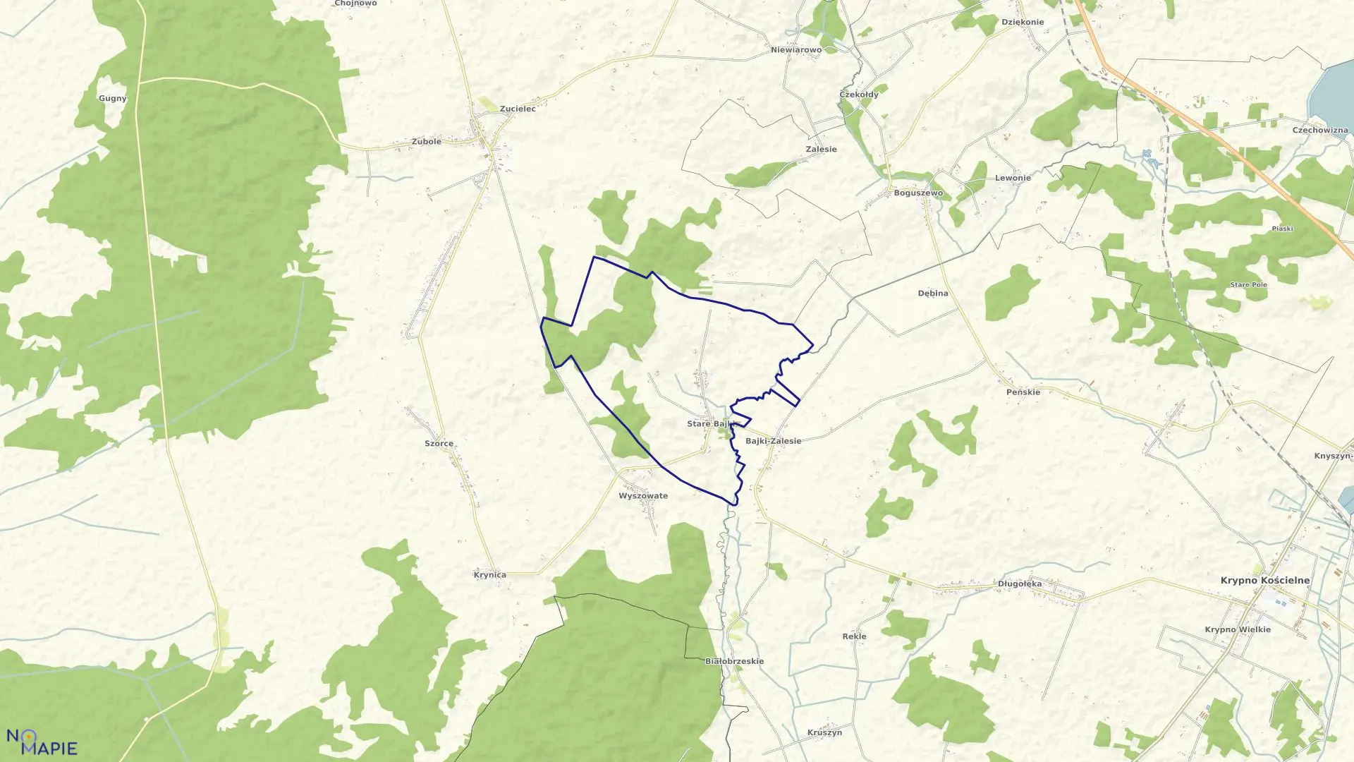 Mapa obrębu BAJKI STARE w gminie Trzcianne