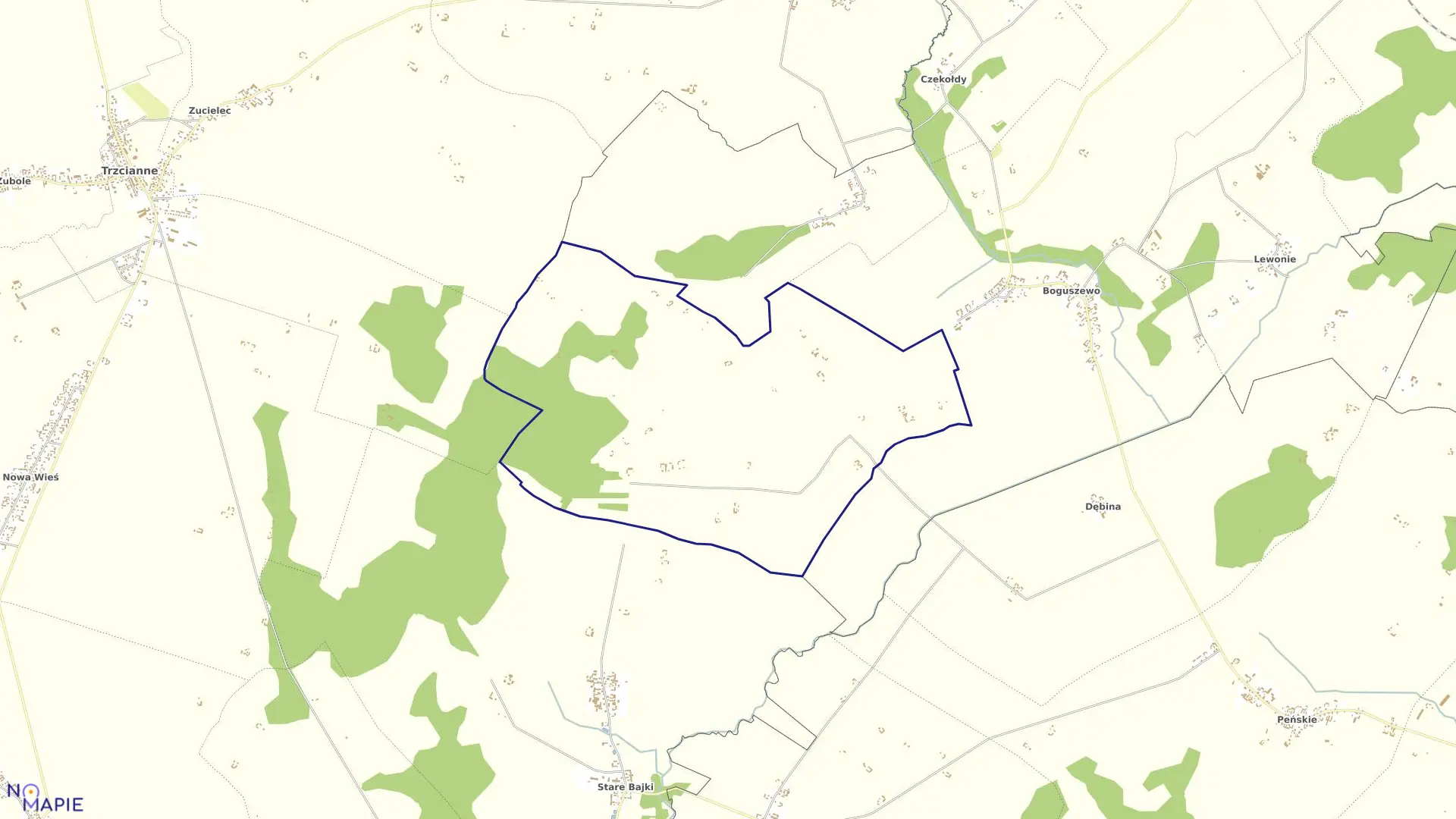 Mapa obrębu BOGUSZEWO w gminie Trzcianne