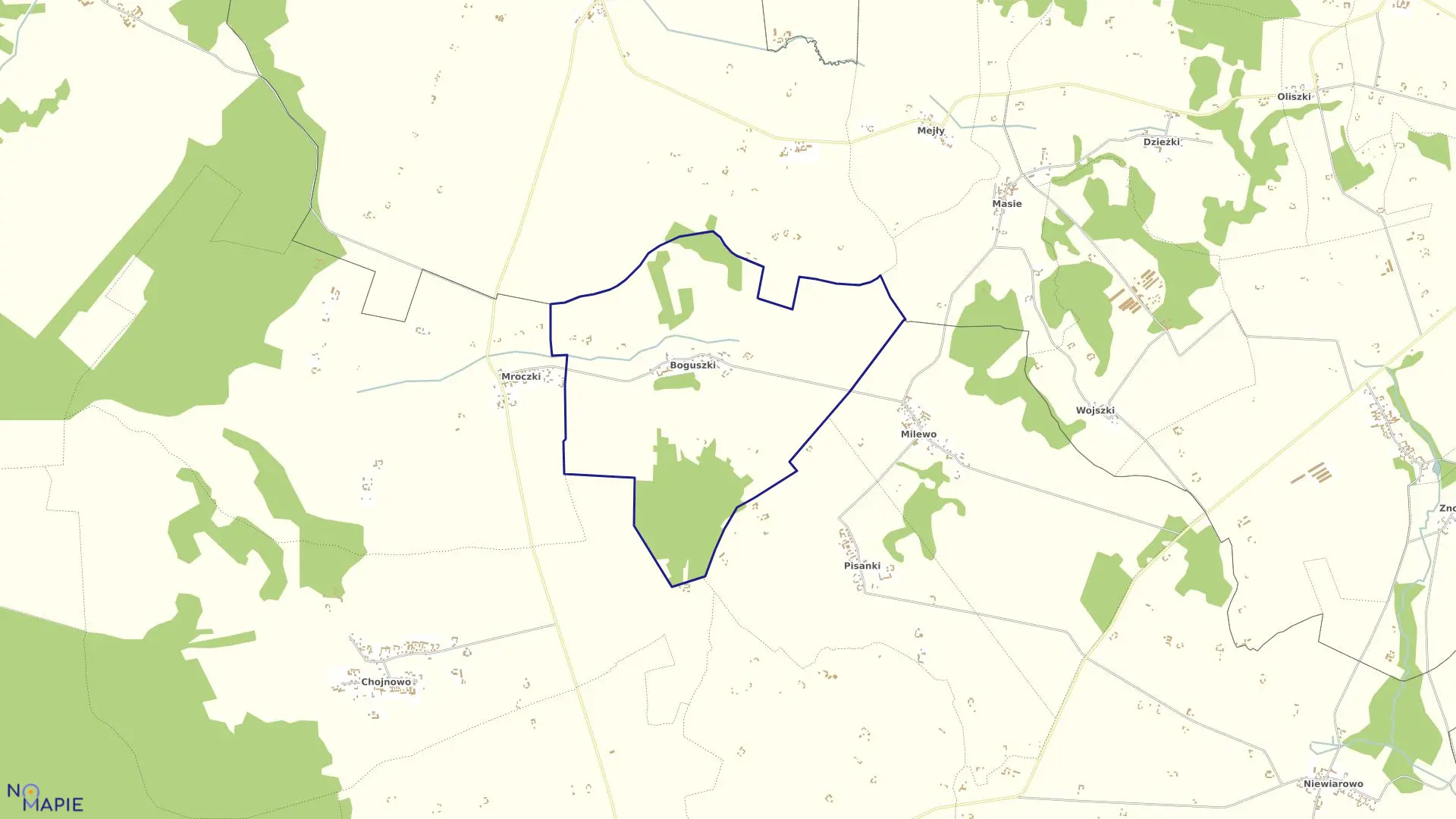 Mapa obrębu BOGUSZKI w gminie Trzcianne