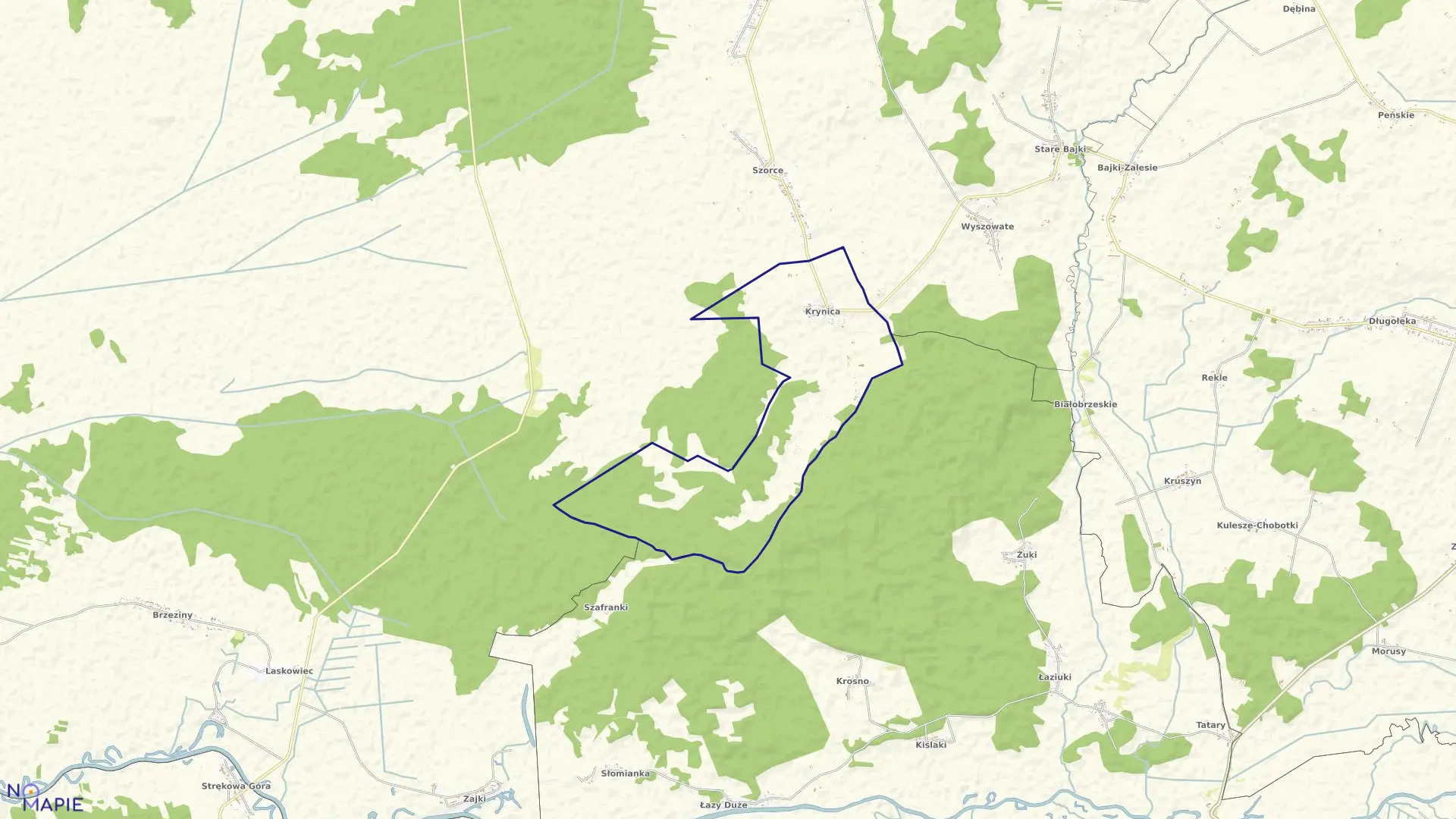 Mapa obrębu KRYNICE w gminie Trzcianne