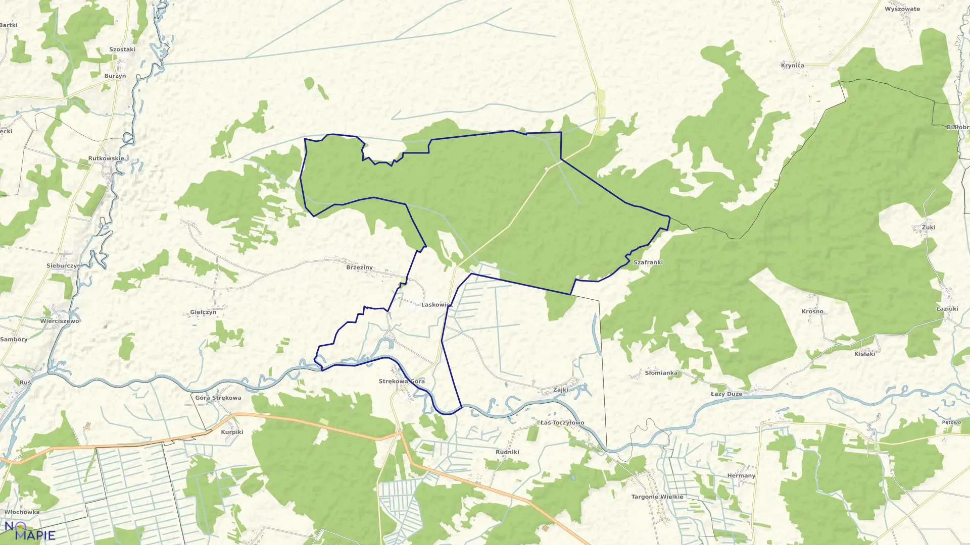 Mapa obrębu LASKOWIEC w gminie Trzcianne