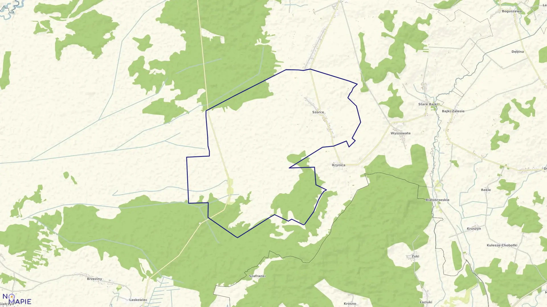 Mapa obrębu SZORCE w gminie Trzcianne