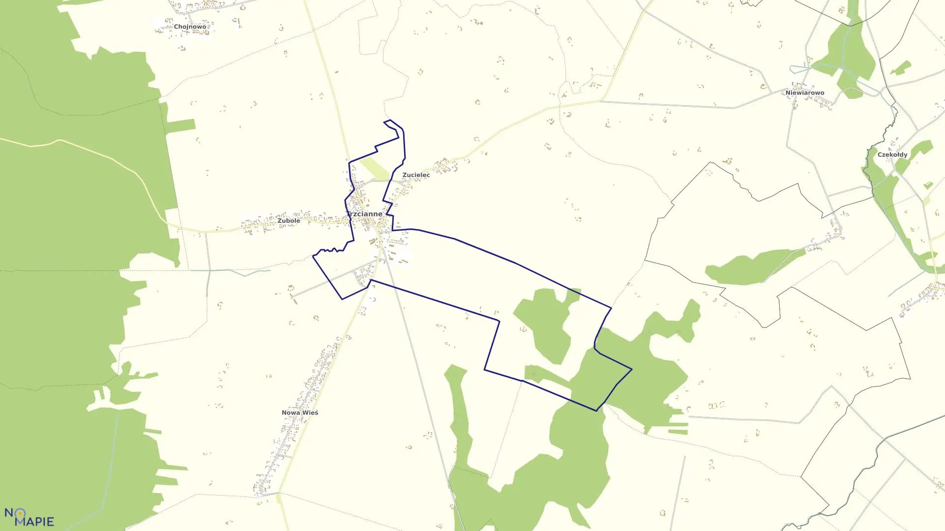 Mapa obrębu TRZCIANNE w gminie Trzcianne