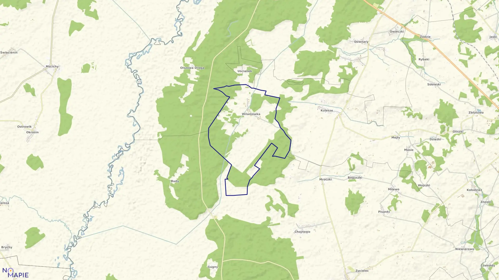 Mapa obrębu WILAMÓWKA w gminie Trzcianne