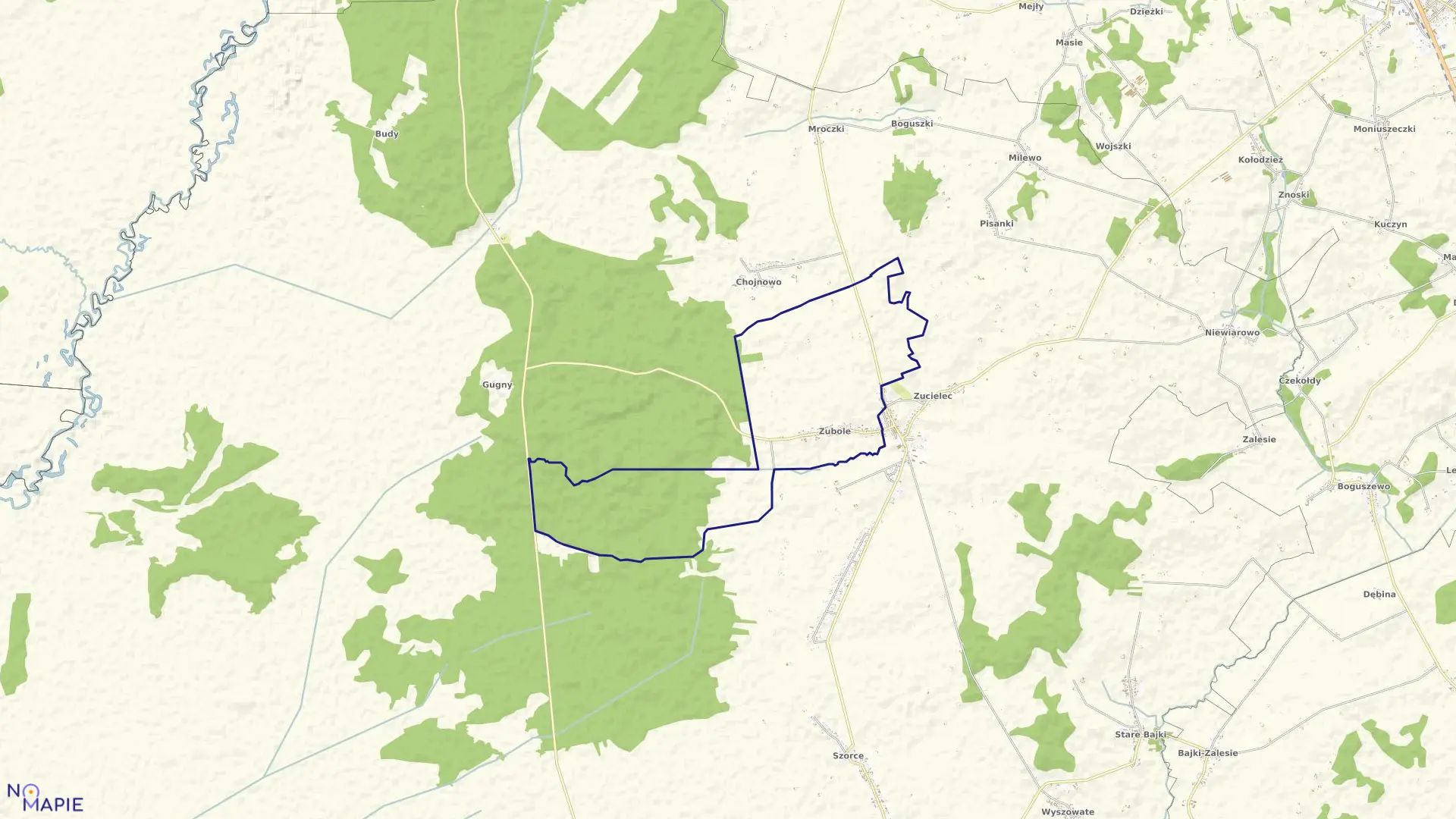 Mapa obrębu ZUBOLE w gminie Trzcianne